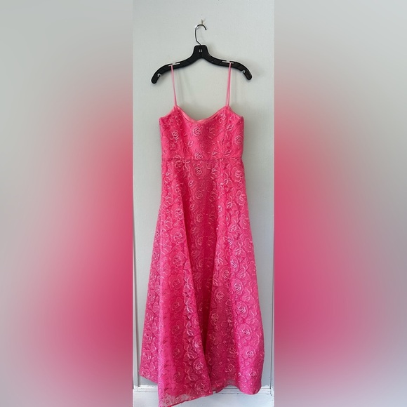 Monique Lhuillier Linda Pink Lace Maxi Dress Gown Size 8 NWT Evening Formal - Picture 8 of 9